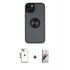 MARSİLYAN™- iPhone 14 Kılıf Yörünge Çizgi - Siyah Bilvis 3D Mat Cam Ekran Koruyucu + Shine Kamera Lens - GD