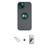 MARSİLYAN™- iPhone 14 Kılıf Yörünge Çizgi - Siyah Bilvis 3D Mat Cam Ekran Koruyucu + Diamond Kamera Lens - SABE