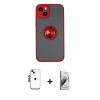 MARSİLYAN™- iPhone 14 Kılıf Yörünge Çizgi - Siyah Bilvis 3D Mat Cam Ekran Koruyucu + Shine Kamera Lens - SH