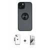 MARSİLYAN™- iPhone 14 Kılıf Yörünge Çizgi - Siyah Bilvis 3D Mat Cam Ekran Koruyucu + Shine Kamera Lens - SH