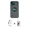 MARSİLYAN™- iPhone 14 Kılıf Yörünge Çizgi - Siyah Bilvis 3D Mat Cam Ekran Koruyucu + Shine Kamera Lens - SH