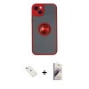 MARSİLYAN™- iPhone 14 Kılıf Yörünge Çizgi - Siyah Bilvis 3D Mat Cam Ekran Koruyucu + Diamond Kamera Lens - YL