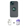 MARSİLYAN™- iPhone 14 Kılıf Yörünge Çizgi - Siyah Bilvis 5in1 3D Magic Cam Ekran Koruyucu + Shine Kamera Lens - GD