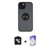 MARSİLYAN™- iPhone 14 Kılıf Yörünge Çizgi - Siyah Bilvis 5in1 3D Magic Cam Ekran Koruyucu + PVD Metal Kamera Lens - GS