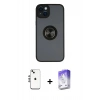 MARSİLYAN™- iPhone 14 Kılıf Yörünge Çizgi - Siyah Bilvis 5in1 3D Magic Cam Ekran Koruyucu + Shine Kamera Lens - GS