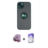 MARSİLYAN™- iPhone 14 Kılıf Yörünge Çizgi - Siyah Bilvis 5in1 3D Magic Cam Ekran Koruyucu + Raze Metal Kamera Lens - KI