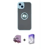 MARSİLYAN™- iPhone 14 Kılıf Yörünge Çizgi - Siyah Bilvis 5in1 3D Magic Cam Ekran Koruyucu + Raze Metal Kamera Lens - KI