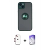 MARSİLYAN™- iPhone 14 Kılıf Yörünge Çizgi - Siyah Bilvis 5in1 3D Magic Cam Ekran Koruyucu + Shine Kamera Lens - KI