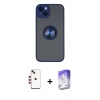 MARSİLYAN™- iPhone 14 Kılıf Yörünge Çizgi - Siyah Bilvis 5in1 3D Magic Cam Ekran Koruyucu + Shine Kamera Lens - KI