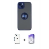 MARSİLYAN™- iPhone 14 Kılıf Yörünge Çizgi - Siyah Bilvis 5in1 3D Magic Cam Ekran Koruyucu + Shine Kamera Lens - MI