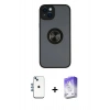 MARSİLYAN™- iPhone 14 Kılıf Yörünge Çizgi - Siyah Bilvis 5in1 3D Magic Cam Ekran Koruyucu + Shine Kamera Lens - MI