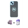 MARSİLYAN™- iPhone 14 Kılıf Yörünge Çizgi - Siyah Bilvis 5in1 3D Magic Cam Ekran Koruyucu + Raze Metal Kamera Lens - MR