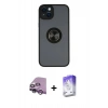 MARSİLYAN™- iPhone 14 Kılıf Yörünge Çizgi - Siyah Bilvis 5in1 3D Magic Cam Ekran Koruyucu + Raze Metal Kamera Lens - MR
