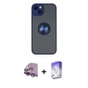 MARSİLYAN™- iPhone 14 Kılıf Yörünge Çizgi - Siyah Bilvis 5in1 3D Magic Cam Ekran Koruyucu + Raze Metal Kamera Lens - MR
