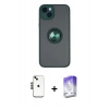 MARSİLYAN™- iPhone 14 Kılıf Yörünge Çizgi - Siyah Bilvis 5in1 3D Magic Cam Ekran Koruyucu + Shine Kamera Lens - SH