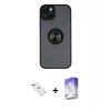 MARSİLYAN™- iPhone 14 Kılıf Yörünge Çizgi - Siyah Bilvis 5in1 3D Magic Cam Ekran Koruyucu + Diamond Kamera Lens - YL