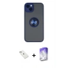 MARSİLYAN™- iPhone 14 Kılıf Yörünge Çizgi - Siyah Bilvis 5in1 3D Magic Cam Ekran Koruyucu + Diamond Kamera Lens - YL