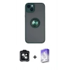 MARSİLYAN™- iPhone 14 Kılıf Yörünge Çizgi - Siyah Bilvis 5in1 3D Magic Cam Ekran Koruyucu + PVD Metal Kamera Lens - YL