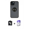 MARSİLYAN™- iPhone 14 Kılıf Yörünge Çizgi - Siyah Bilvis 5in1 3D Magic Cam Ekran Koruyucu + PVD Metal Kamera Lens - YL
