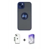 MARSİLYAN™- iPhone 14 Kılıf Yörünge Çizgi - Siyah Bilvis 5in1 3D Magic Cam Ekran Koruyucu + Shine Kamera Lens - YL