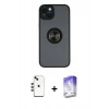 MARSİLYAN™- iPhone 14 Kılıf Yörünge Çizgi - Siyah Bilvis 5in1 3D Magic Cam Ekran Koruyucu + Shine Kamera Lens - YL
