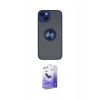 MARSİLYAN™- iPhone 14 Kılıf Yörünge Çizgi - Siyah Bilvis 5in1 5D Magic Hayalet Cam Ekran Koruyucu