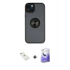 MARSİLYAN™- iPhone 14 Kılıf Yörünge Çizgi - Siyah Bilvis 5in1 5D Magic Hayalet Cam Ekran Koruyucu + Diamond Kamera Lens - SABE