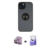 MARSİLYAN™- iPhone 14 Kılıf Yörünge Çizgi - Siyah Bilvis 5in1 5D Magic Hayalet Cam Ekran Koruyucu + Mor Raze Metal Kamera Lens