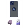 MARSİLYAN™- iPhone 14 Kılıf Yörünge Çizgi - Siyah Bilvis 5in1 5D Magic Hayalet Cam Ekran Koruyucu + Raze Metal Kamera Lens - GS