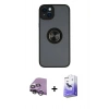 MARSİLYAN™- iPhone 14 Kılıf Yörünge Çizgi - Siyah Bilvis 5in1 5D Magic Hayalet Cam Ekran Koruyucu + Raze Metal Kamera Lens - GS