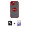 MARSİLYAN™- iPhone 14 Kılıf Yörünge Çizgi - Siyah Bilvis 5in1 5D Magic Hayalet Cam Ekran Koruyucu + PVD Metal Kamera Lens - TU