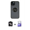 MARSİLYAN™- iPhone 14 Kılıf Yörünge Çizgi - Siyah Bilvis 5in1 5D Magic Hayalet Cam Ekran Koruyucu + PVD Metal Kamera Lens - TU