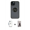 MARSİLYAN™- iPhone 14 Kılıf Yörünge Çizgi - Siyah Bilvis Hayalet Cam Ekran Koruyucu + Shine Kamera Lens - MI
