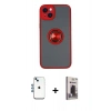 MARSİLYAN™- iPhone 14 Kılıf Yörünge Çizgi - Siyah Bilvis Hayalet Cam Ekran Koruyucu + Shine Kamera Lens - MI