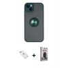 MARSİLYAN™- iPhone 14 Kılıf Yörünge Çizgi - Siyah Bilvis Hayalet Cam Ekran Koruyucu + Diamond Kamera Lens - PE