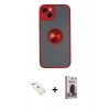 MARSİLYAN™- iPhone 14 Kılıf Yörünge Çizgi - Siyah Bilvis Hayalet Cam Ekran Koruyucu + Diamond Kamera Lens - PE