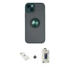 MARSİLYAN™- iPhone 14 Kılıf Yörünge Çizgi - Siyah Bilvis Hayalet Cam Ekran Koruyucu + Diamond Kamera Lens - PE