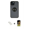 MARSİLYAN™- iPhone 14 Kılıf Yörünge Çizgi - Siyah Buffer Cam Ekran Koruyucu + Diamond Kamera Lens - PE