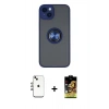 MARSİLYAN™- iPhone 14 Kılıf Yörünge Çizgi - Siyah Buffer Cam Ekran Koruyucu + Shine Kamera Lens - GI