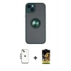 MARSİLYAN™- iPhone 14 Kılıf Yörünge Çizgi - Siyah Buffer Cam Ekran Koruyucu + Shine Kamera Lens - GI