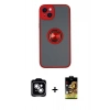 MARSİLYAN™- iPhone 14 Kılıf Yörünge Çizgi - Siyah Buffer Cam Ekran Koruyucu + PVD Metal Kamera Lens - GS