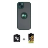 MARSİLYAN™- iPhone 14 Kılıf Yörünge Çizgi - Siyah Buffer Cam Ekran Koruyucu + PVD Metal Kamera Lens - GS