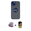 MARSİLYAN™- iPhone 14 Kılıf Yörünge Çizgi - Siyah Buffer Cam Ekran Koruyucu + Raze Metal Kamera Lens - KI