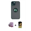 MARSİLYAN™- iPhone 14 Kılıf Yörünge Çizgi - Siyah Buffer Cam Ekran Koruyucu + Raze Metal Kamera Lens - KI