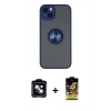 MARSİLYAN™- iPhone 14 Kılıf Yörünge Çizgi - Siyah Buffer Cam Ekran Koruyucu + PVD Metal Kamera Lens - MI