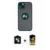 MARSİLYAN™- iPhone 14 Kılıf Yörünge Çizgi - Siyah Buffer Cam Ekran Koruyucu + PVD Metal Kamera Lens - MI