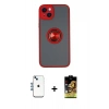 MARSİLYAN™- iPhone 14 Kılıf Yörünge Çizgi - Siyah Buffer Cam Ekran Koruyucu + Mavi Shine Kamera Lens