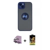 MARSİLYAN™- iPhone 14 Kılıf Yörünge Çizgi - Siyah Buffer Cam Ekran Koruyucu + Raze Metal Kamera Lens - MR