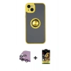 MARSİLYAN™- iPhone 14 Kılıf Yörünge Çizgi - Siyah Buffer Cam Ekran Koruyucu + Raze Metal Kamera Lens - MR