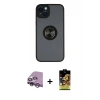 MARSİLYAN™- iPhone 14 Kılıf Yörünge Çizgi - Siyah Buffer Cam Ekran Koruyucu + Raze Metal Kamera Lens - MR